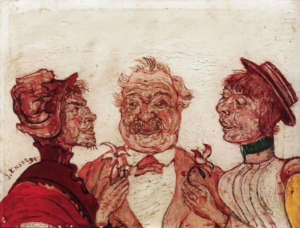 James Ensor, Monsieur and Madame Rousseau Speaking with Sophie Yoteko