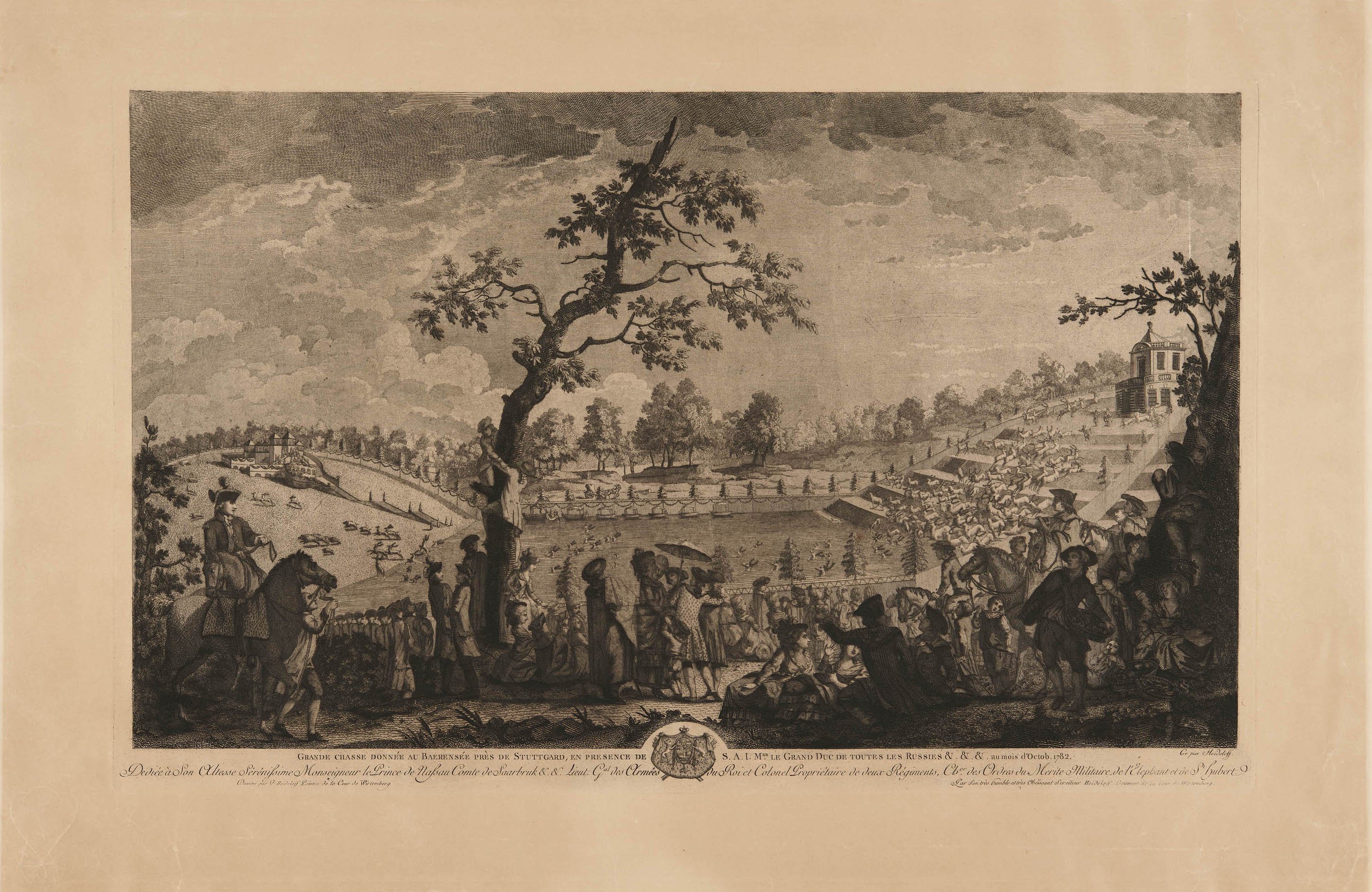 Viktor Heideloff, Große Jagd am Bärensee bei Stuttgart 1782