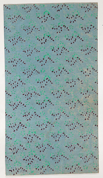 Anonymous, Sheet with overall pattern of green and brown leaves