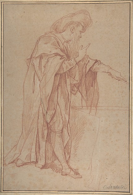 Charles Joseph Natoire, Standing Male Figure with Left Arm Extended