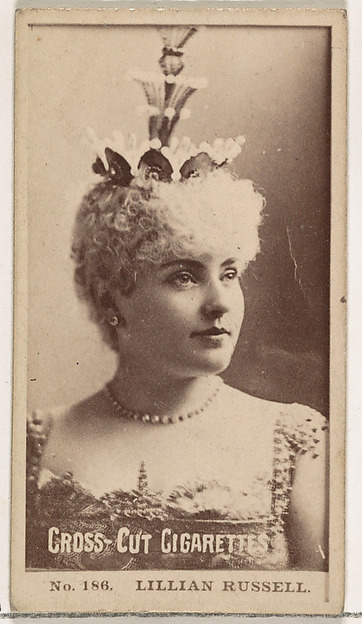 W. Duke, Sons & Co., Card Number 186, Lillian Russell, from the Actors and Actresses series (N145-2) issued by Duke Sons & Co. to promote Cross Cut Cigarettes