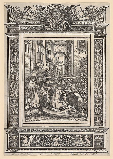 Hans Burgkmair, Bathsheba Bathing, from "Women's Wile" (Weiberlisten)
