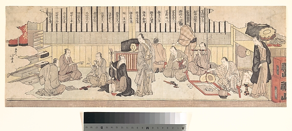 Katsushika Hokusai, Dressing Room for Musicians at a Theater (Shitakubeya)
