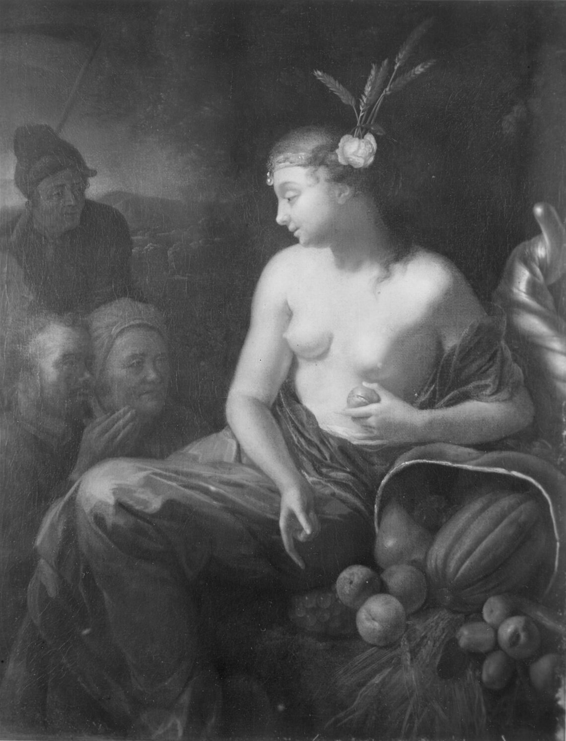 Godfried Schalcken, pomona and 3 peasants
