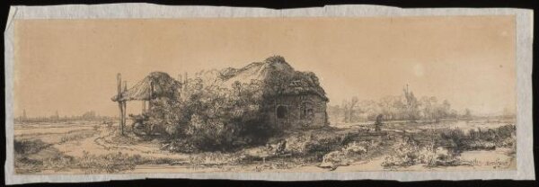 Rembrandt van Rijn, Landscape with a cottage and haybarn: oblong