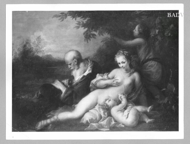 Anthony van Dyck, Mythologic scene: Lying naked woman, putto, dressed woman and old man ("Die 3 Lebensalter")