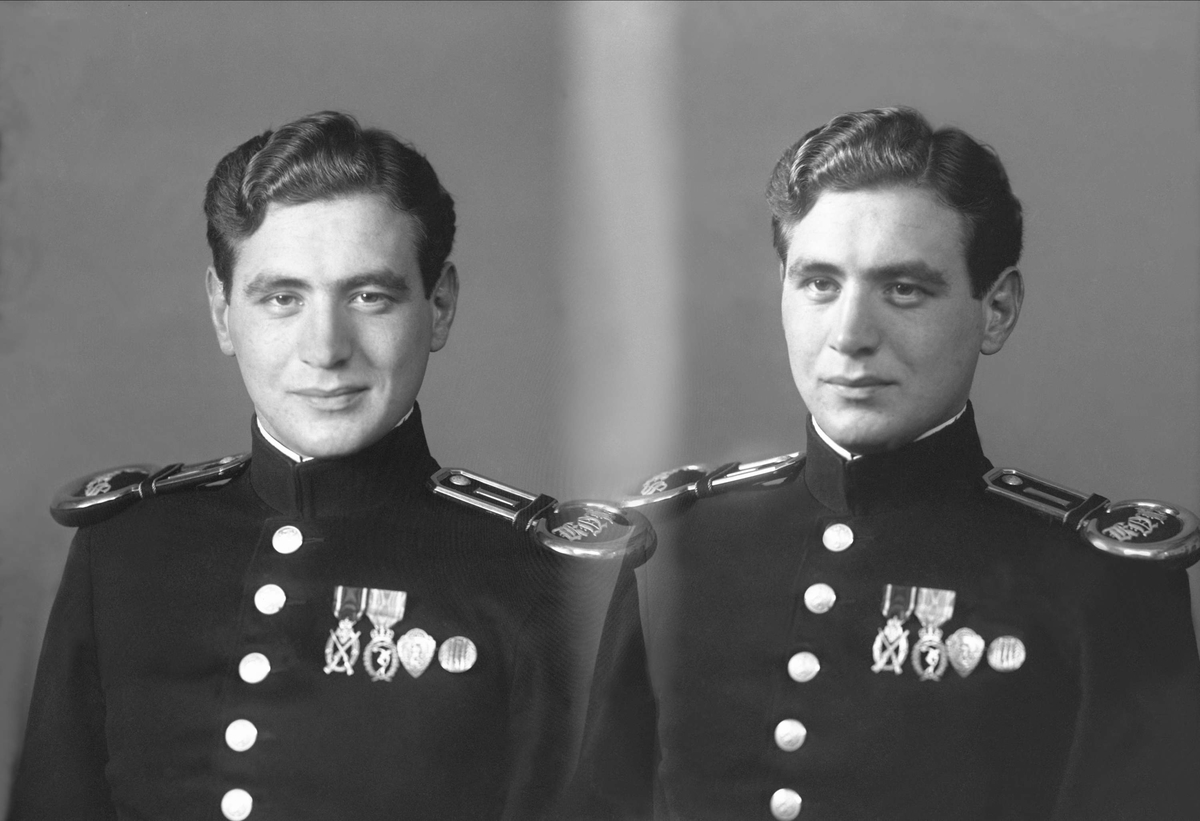 Gustav Borgen, Portrett, mann i kadettsersjantuniform.