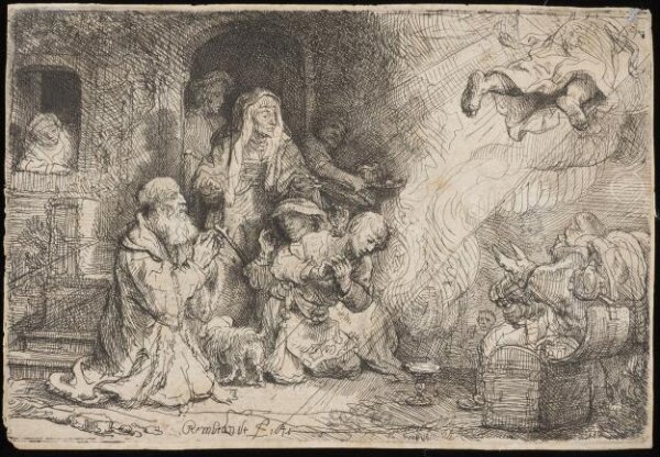 Rembrandt van Rijn, The Angel departing from the Family of Tobias