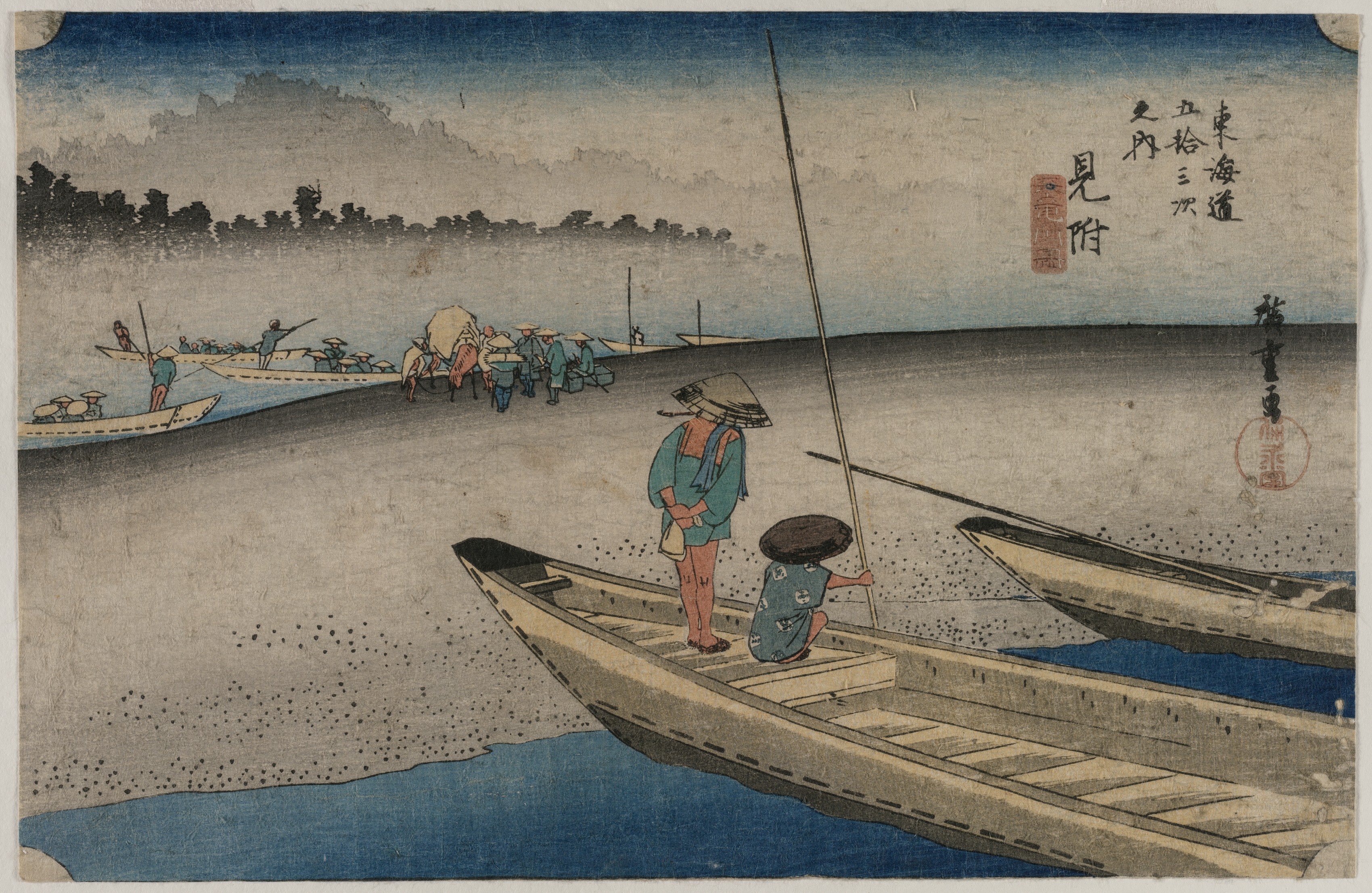 Utagawa Hiroshige, Picture of the Tenryu River near Mitsuke (Station 29), from the series Fifty-Three Stations of the Tokaido