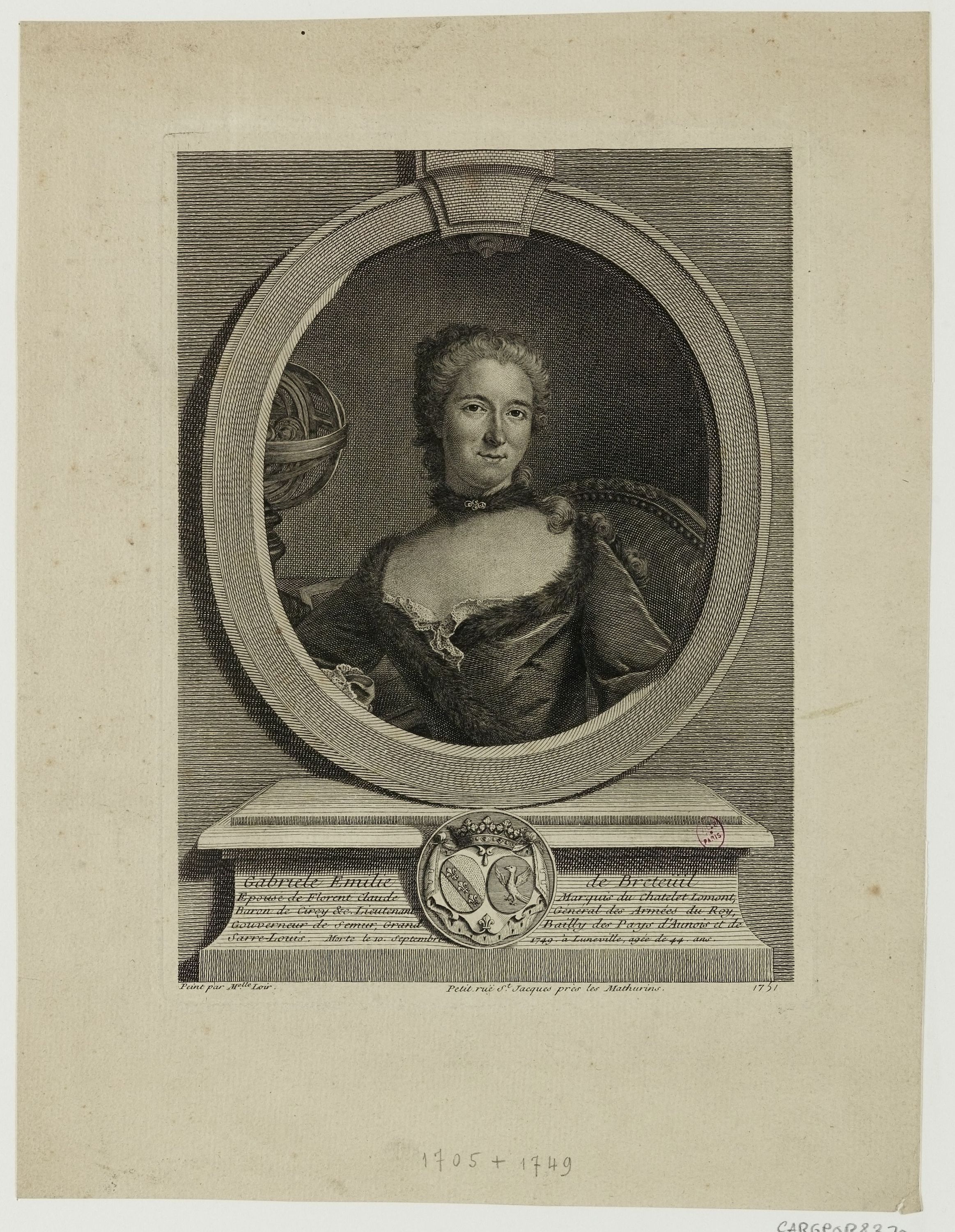 Anonyme, Gabriele Emilie / de Breteüïl / Epouse de Florent Claude / Marquis du Chatelet Lomont / [...]