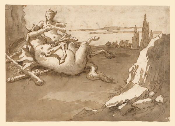 Giovanni Domenico Tiepolo, A Centaur and a Female Faun in a Landscape