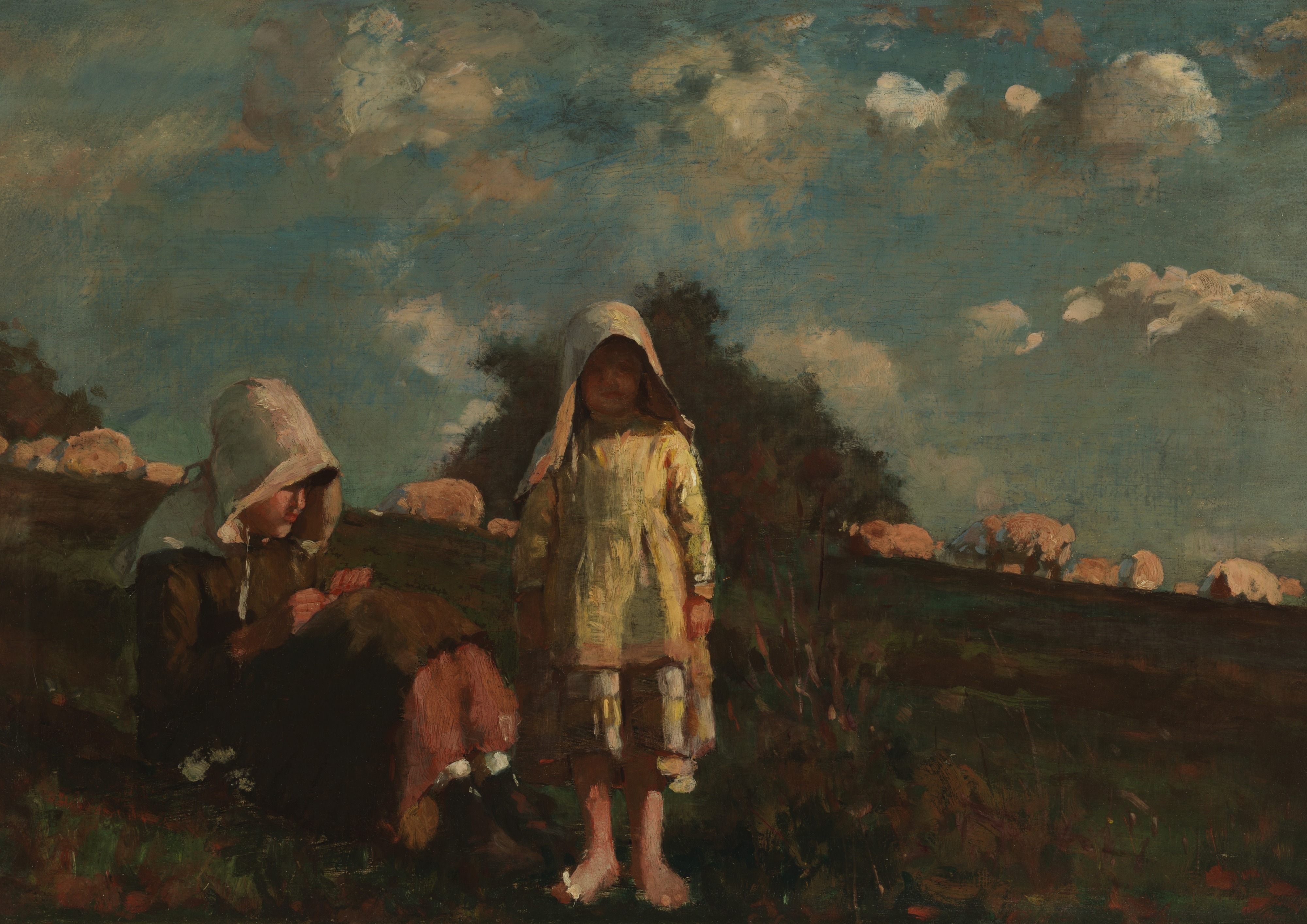 Winslow Homer, Two Girls with Sunbonnets In a Field