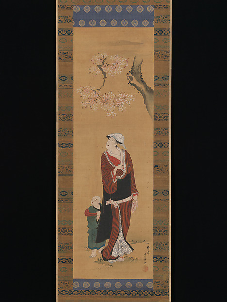 Utagawa Toyohiro, Woman and Child under a Cherry Tree