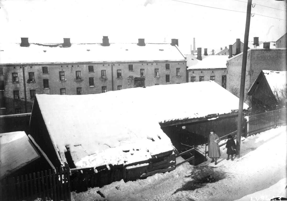 Nanna Broch, Boligbebyggelse, muligens på Rosenhoff, Oslo. Fra boliginspektør Nanna Brochs boligundersøkelser i Oslo 1920-årene.