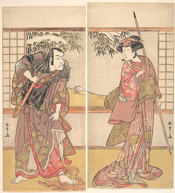 Katsukawa Shunshō　勝川春章, Kabuki Actors Osagawa Tsuneyo II and Ichikawa Danjūrō V