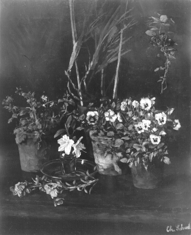 Carl Schuch, Blumenstillleben mit Stiefmütterchen