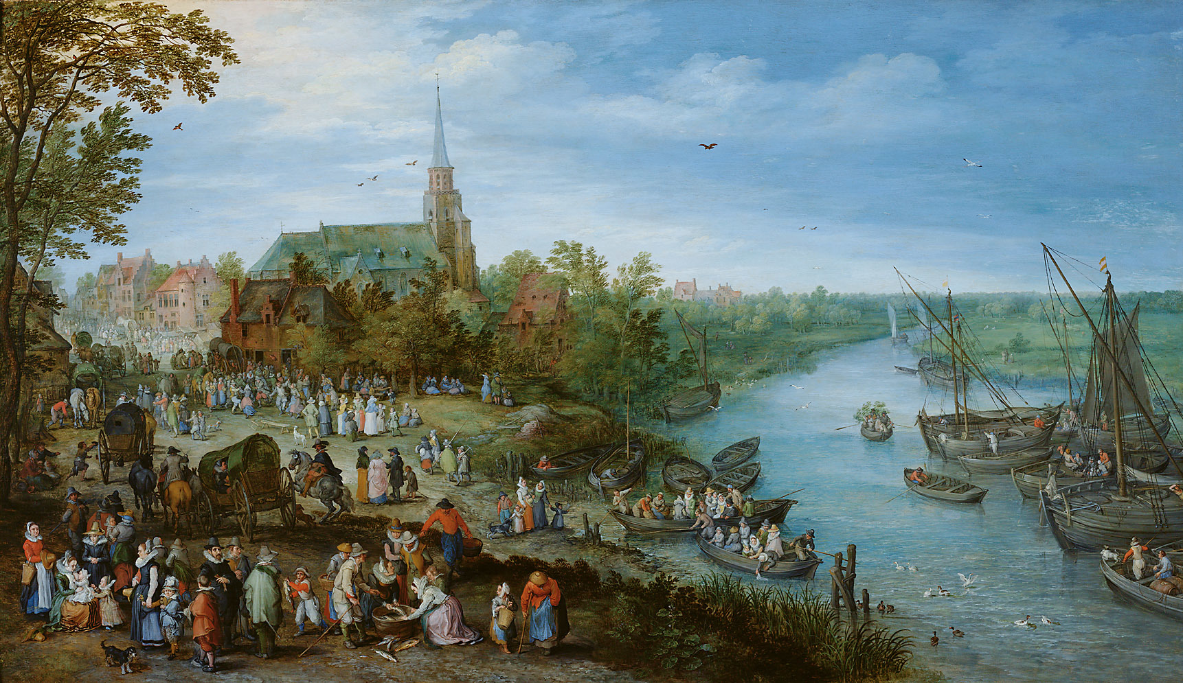 Jan Brueghel the Elder, Village Kermis in Schelle with Self Portrait