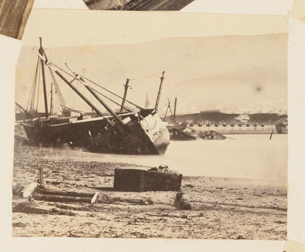 Unknown, [Harbor View with Stranded Boats and Ships]