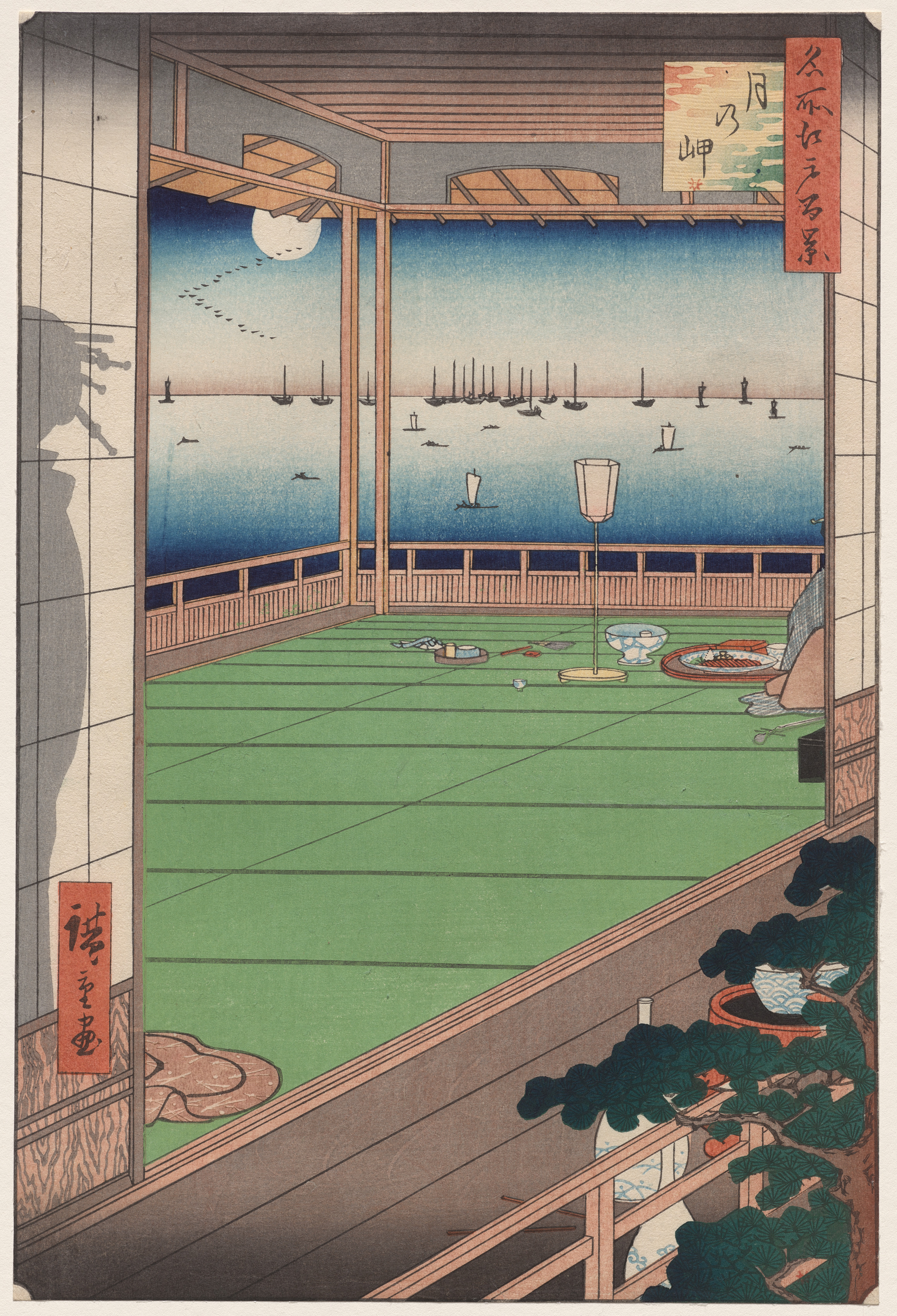 Utagawa Hiroshige, The Moon-Viewing Promontory, from One Hundred Views of Famous Places in Edo