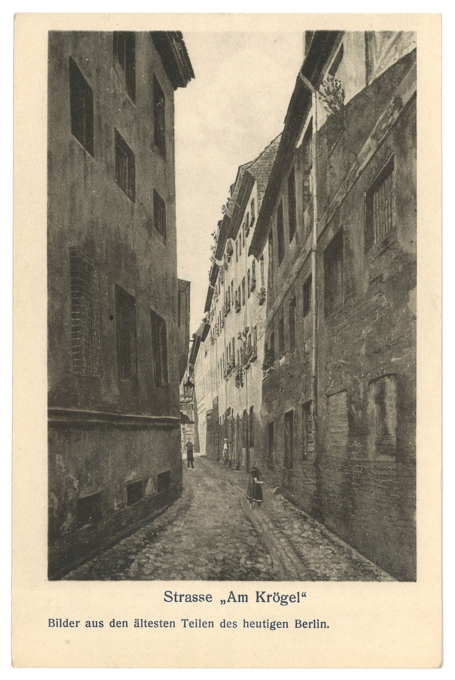 Hofkunstanstalt Albert Frisch, Berlin-Mitte: Krögelgasse von Süden (Aquarell von Johannes Zuckert)