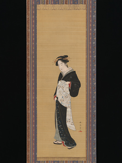 Katsukawa Shunshō 勝川春章, Woman in a Black Kimono