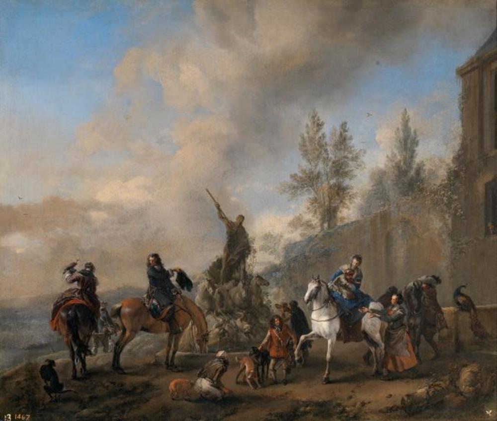 Philips Wouwerman, Falconers setting out on a Hunt