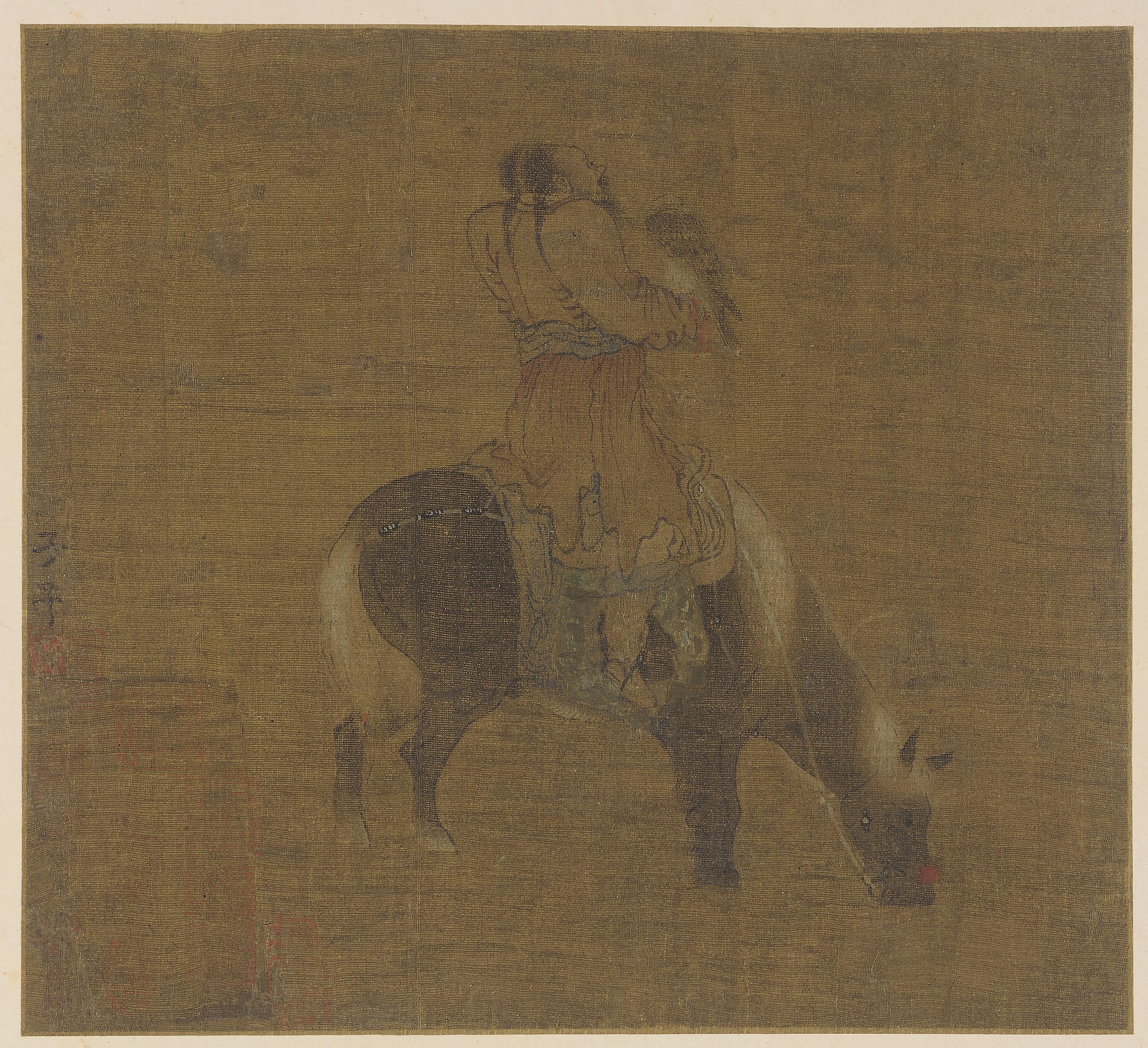 Formerly attributed to Zhao Mengfu, A Tatar horseman with a hawk