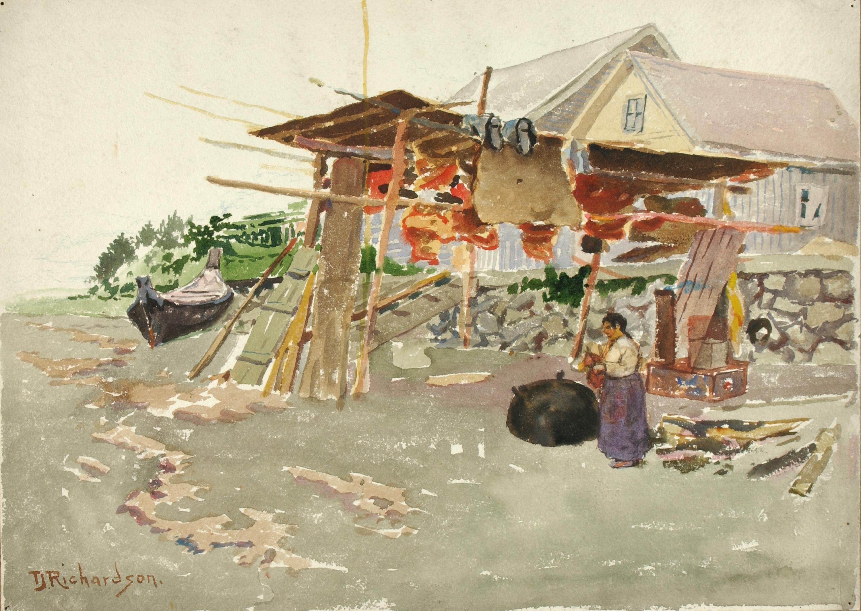 Theodore J. Richardson, Salmon Drying, Indian Village, Alaska
