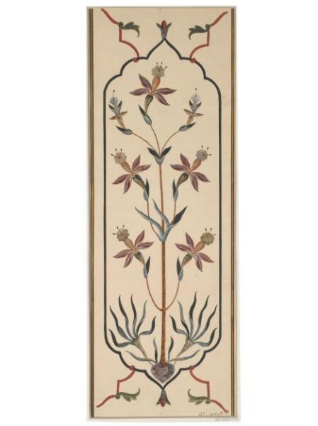 Unknown, Six drawings of the cenotaph of Mumtaz Mahal, Taj Mahal, Agra, and details of the pietra-dura work.