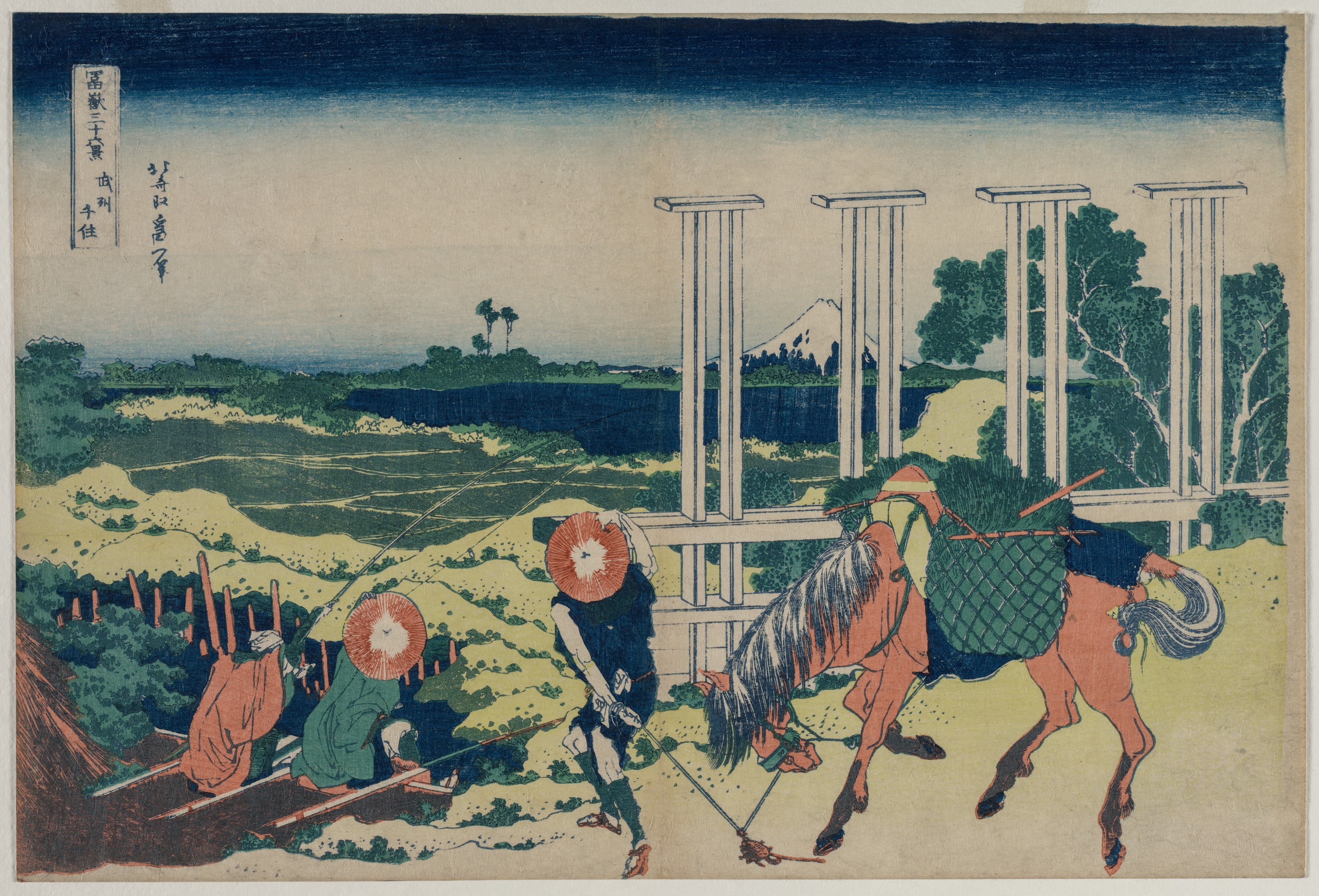 Katsushika Hokusai, The Weir at Senju in Musashi Province (from the series Thirty-Six Views of Mt. Fuji)