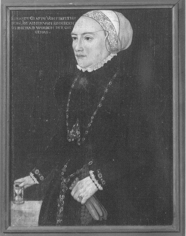 Hans Schöpfer (I), Bildnis Elisabeth Gräfin von Fürstenberg Rückseite: ausgeblichenes Wappen