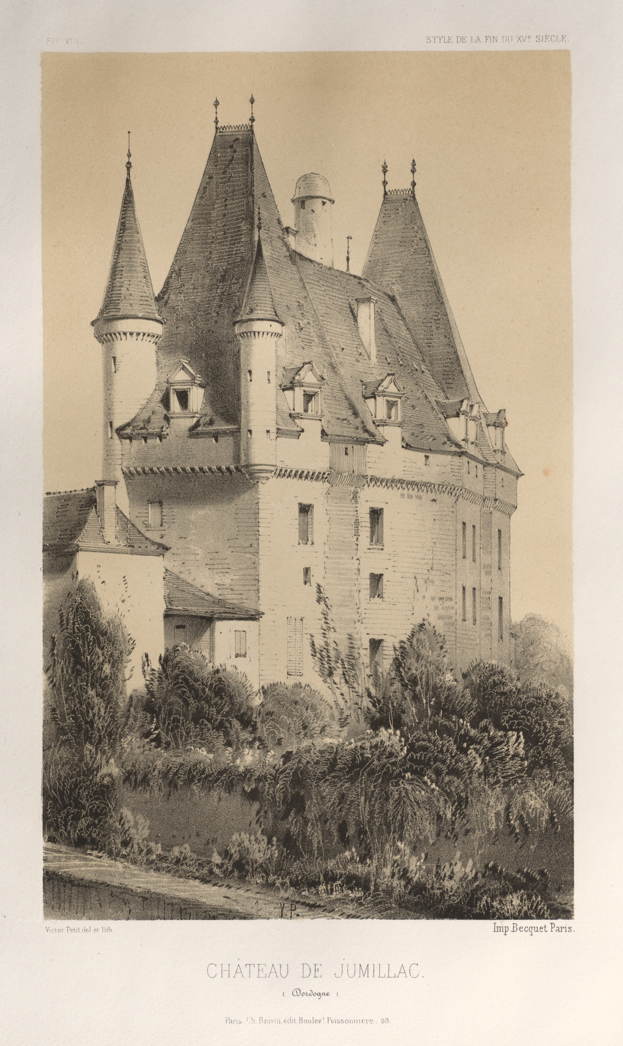 Victor Petit, Architecture Pittoresque ou Monuments des XVeme. Et XVIeme. Siecles: Chateaux de France des XV et XVI Siecles: Pl. 51, Château De Jumillac (Dordogne)