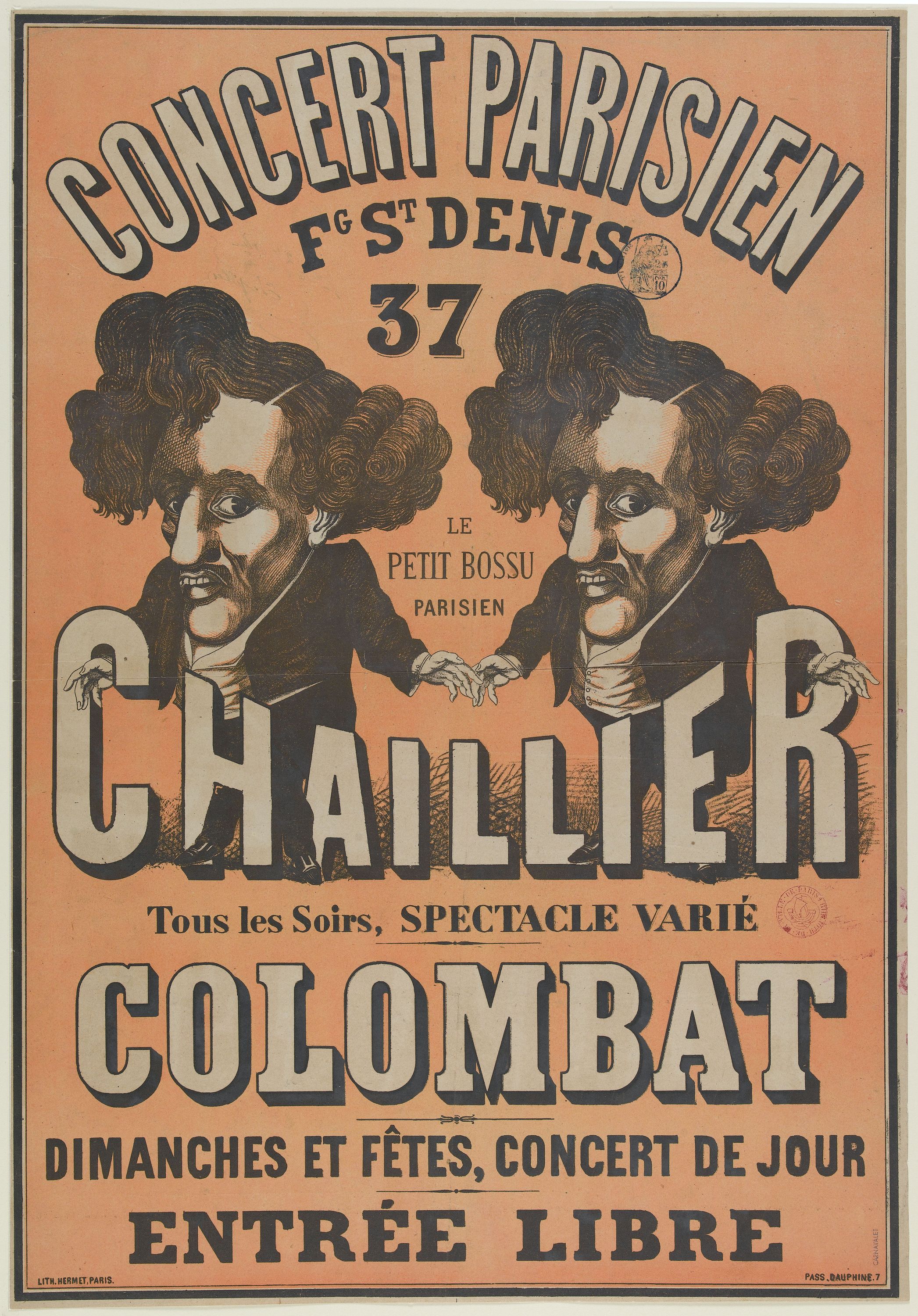 Anonyme, CONCERT PARISIEN/ FG ST DENIS/ 37/ LE/ PETIT BOSSU/ PARISIEN/ CHAILLIER/ Tous les Soirs, SPECTACLE VARIE/ COLOMBAT