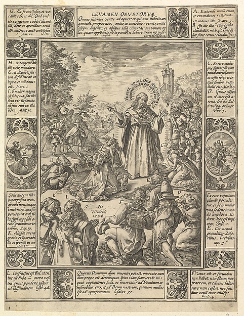 Hendrick Goltzius, Levamen Onostrorum, from "Allegories of the Christian Faith, from Christian and Profane Allegories"