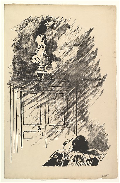 Edouard Manet, Perched upon a Bust of Pallas, from "The Raven" by Edgar Allan Poe