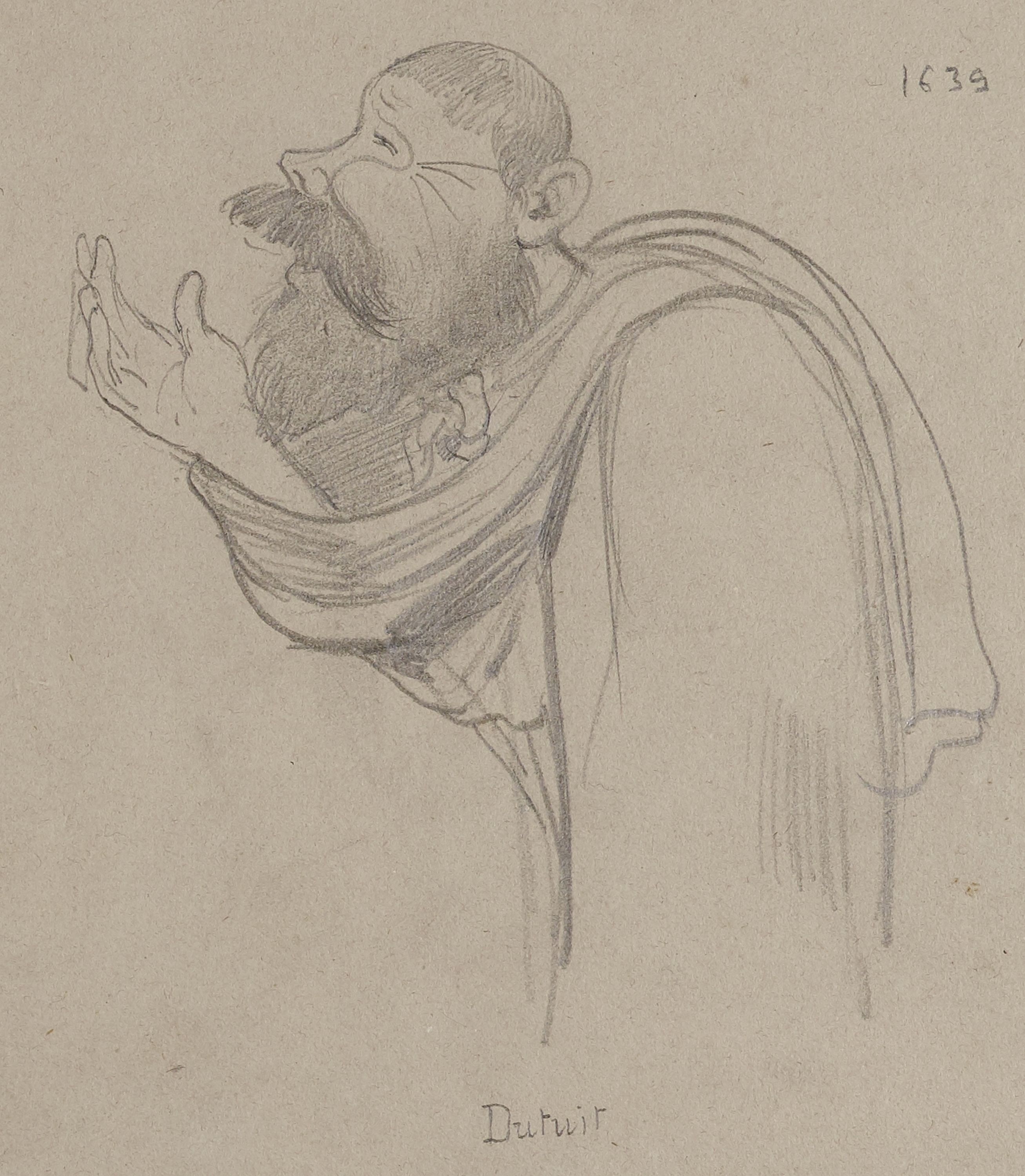 Anonyme, Portrait-charge d'un homme en grand orateur romain (Dutuit)