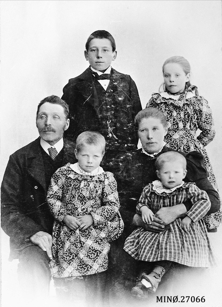 Oscar Holte, Familien Ryen, øvre: Kristoffer og Ingeborg, på fanget Oleanna og Johan, stående Ole og Goro.
