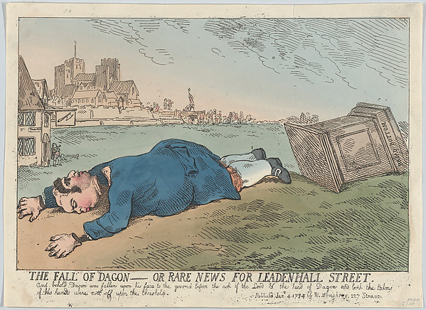 Thomas Rowlandson, The Fall of Dagon – Or Rare News for Leadenhall Street