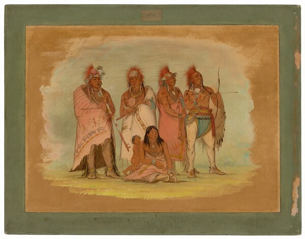 George Catlin, Chief and Members of the Konza Tribe
