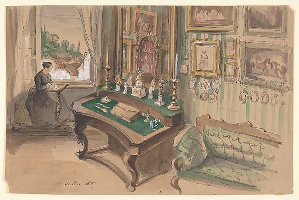 Anonymous, French, 19th century, Drawing of an Interior: Salon