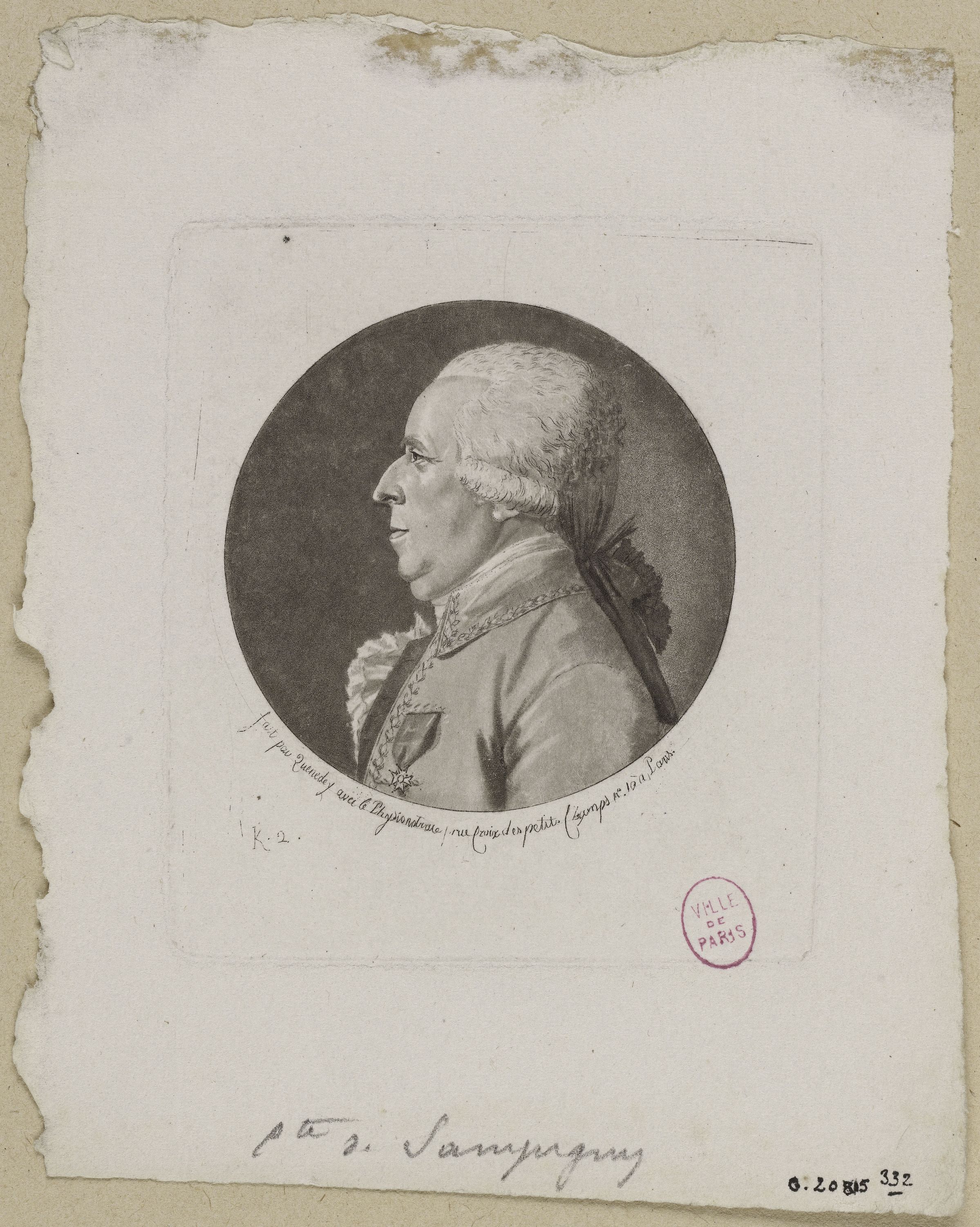 Edmé Quenedey, Portrait de Monsieur le Comte de Sampigny