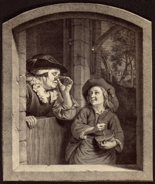 Unknown, [Engraving of old woman and boy]