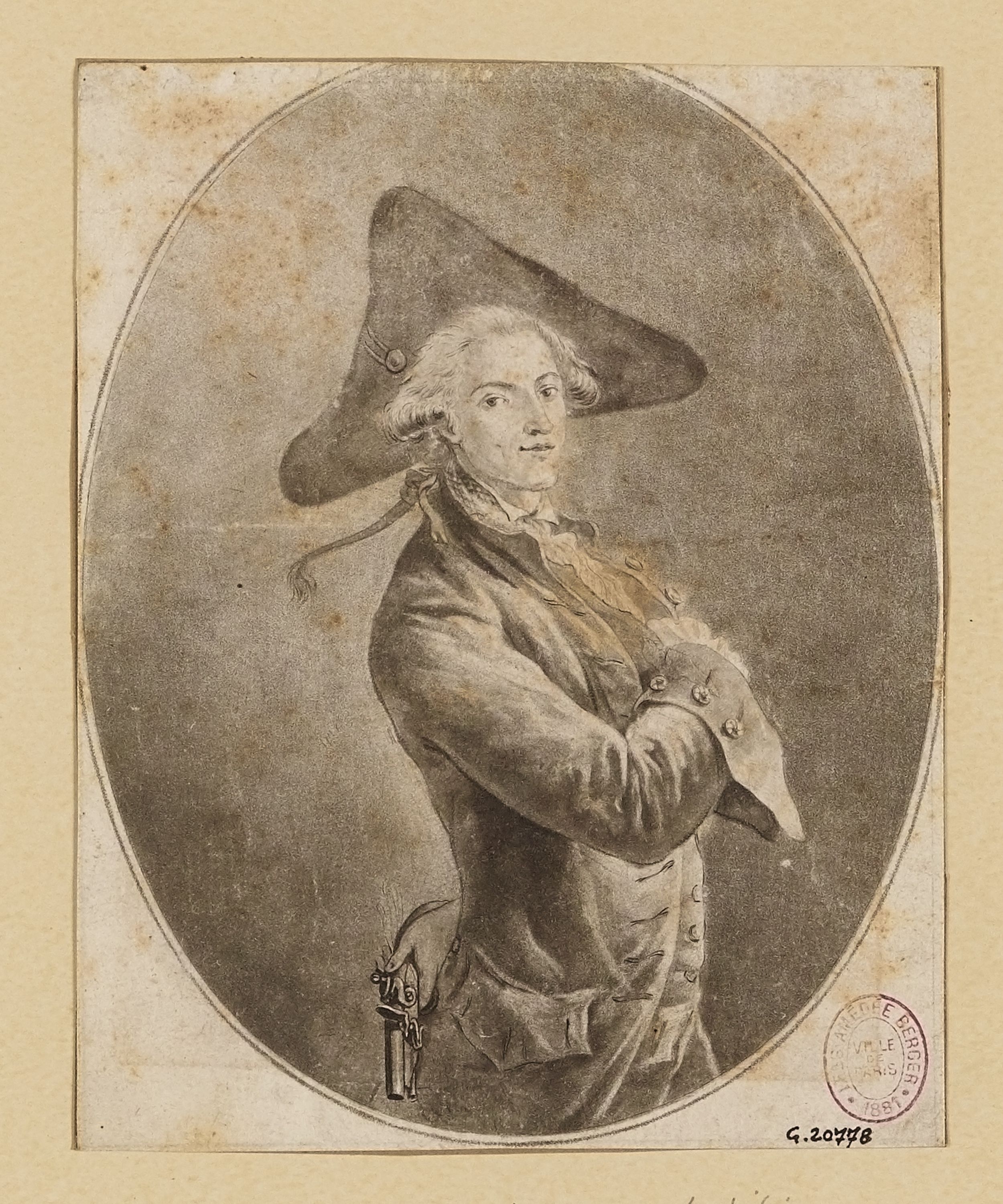 Anonyme, Portrait d'un homme cachant une arme dans son dos.