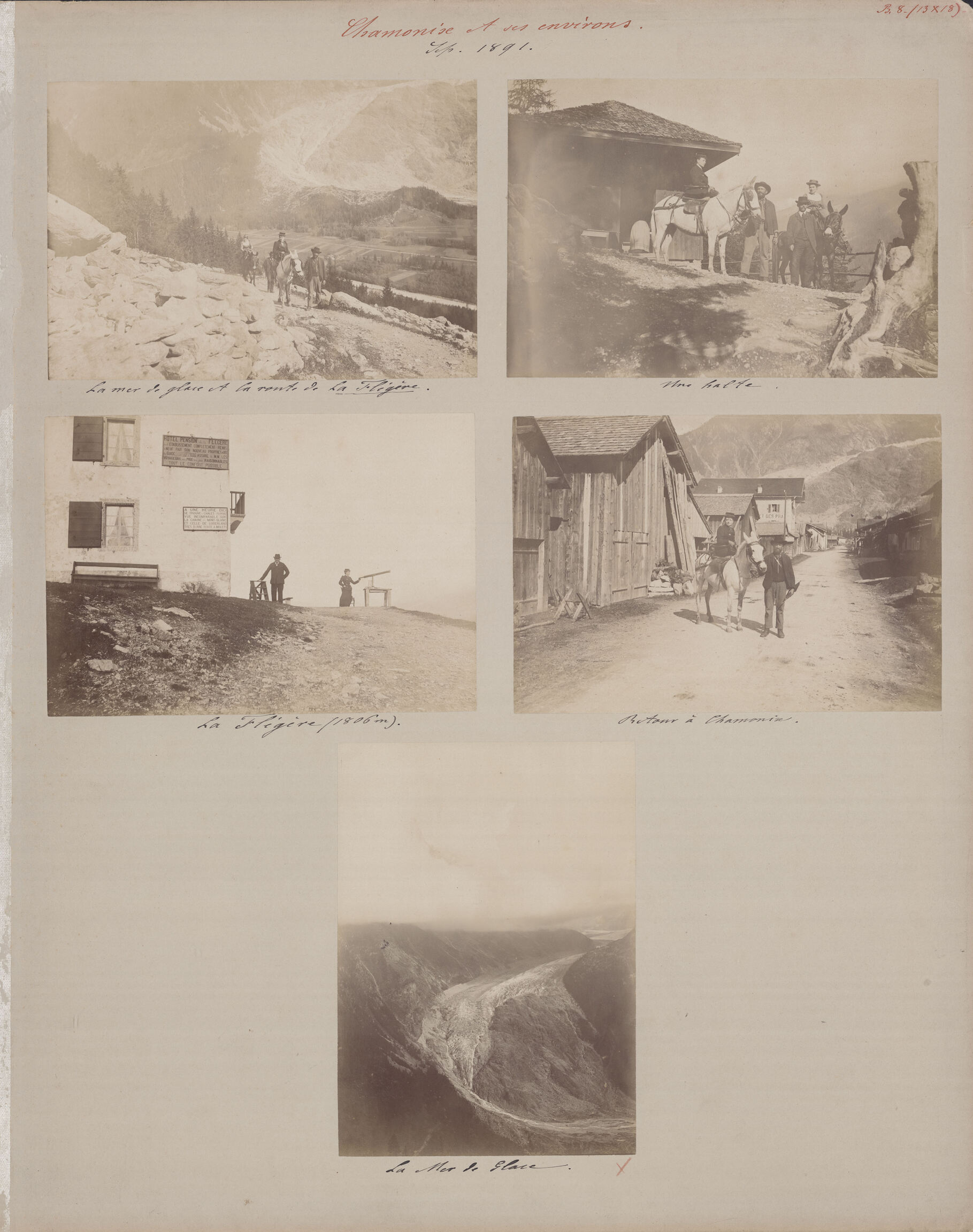 Benediktas Henrikas Tiškevičius, Kartono lakštas su penkiomis Benedikto Henriko Tiškevičiaus fotografijomis (Šamoni, Prancūzija)
