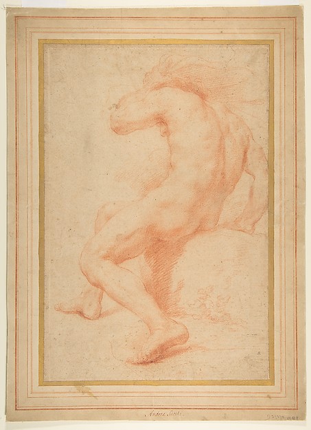 Andrea Sacchi, Back View of a Seated Male Nude