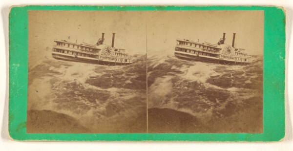 William Notman, [Painting of the Paddelboat "Corinthian" going over rapids]