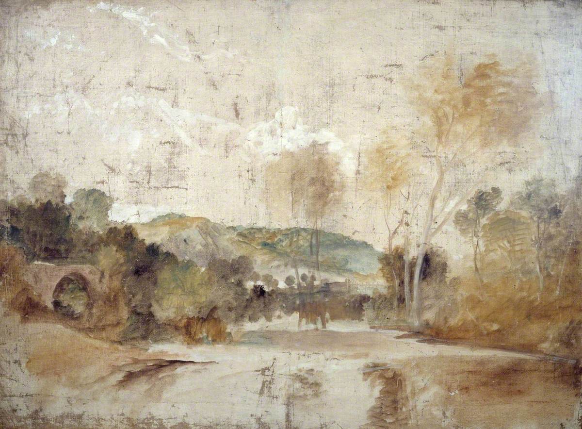 J. M. W. Turner, River Scene with Weir in Middle Distance