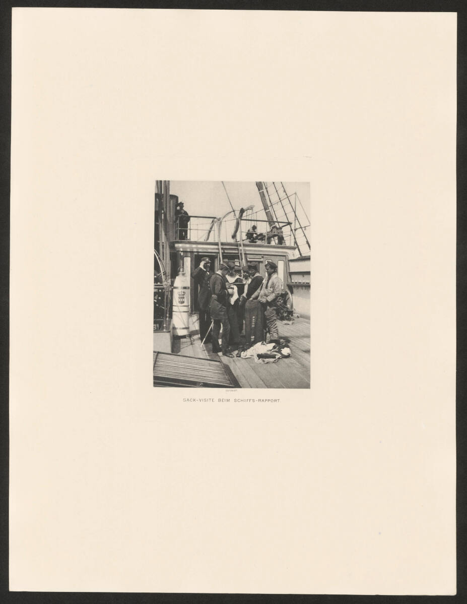 AlexanderHauger, Sack - Visite beim Schiffs - Rapport (aus der Serie "Bord-Scenen - Bilder aus dem Schiffsleben der K.u.K. Kriegsmarine")