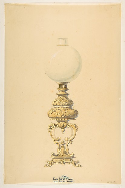 Anonymous, French, 19th century, Design for an Oil Lamp