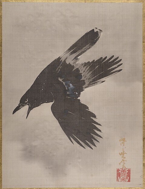 Kawanabe Kyōsai 河鍋暁斎, Crow Flying in the Snow